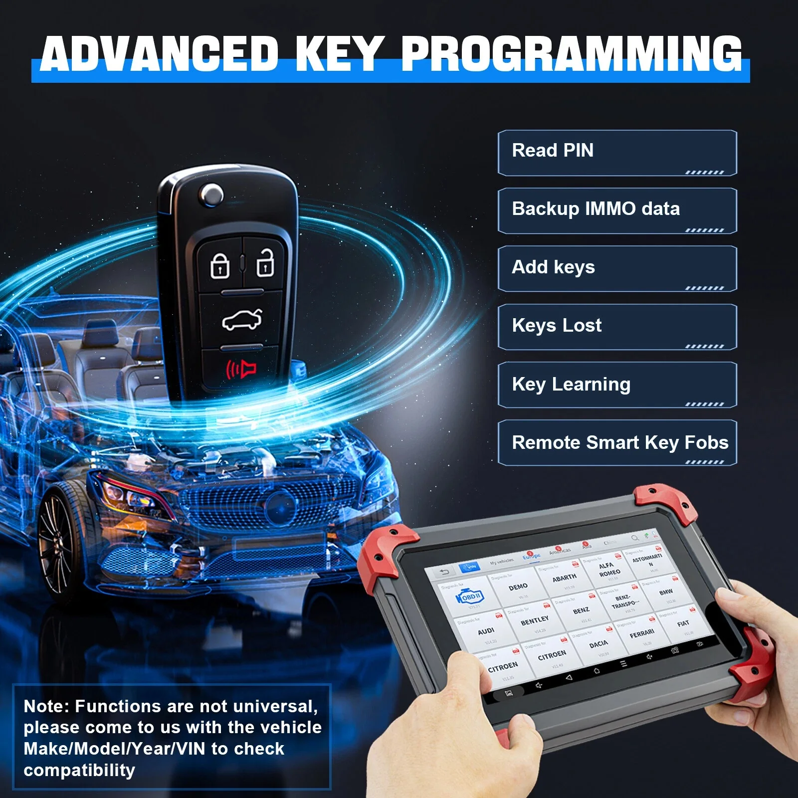 Фото Новейший автомобильный сканер XTOOL D7 V2.0 OBD2, диагностический инструмент для всех систем автомобиля с функцией кодирования ЭБУ FCA, программатор автомобильных ключей, 36+ функций сброса. №4
