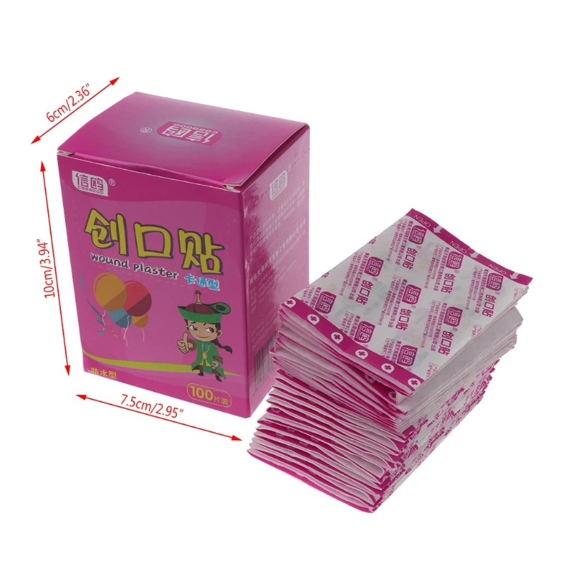 

100Pcs Adhesive Bandages Waterproof Breathable First Aid Wound Plaster Cartoon