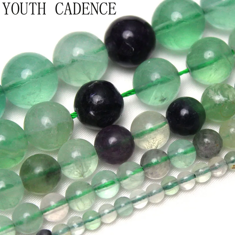 

Natural Stone Green Fluorite Round Loose Beads Strand 4 6 8 10 12MM Pick Size 15" For Jewelry Making DIY Bracelet Accessories