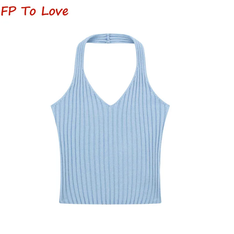 

Y2K 2023 летний черный белый розовый синий зеленый серый тонкий V-образный вырез Топ женский с открытой спиной подвесной трикотажный топ сексуальная уличная одежда