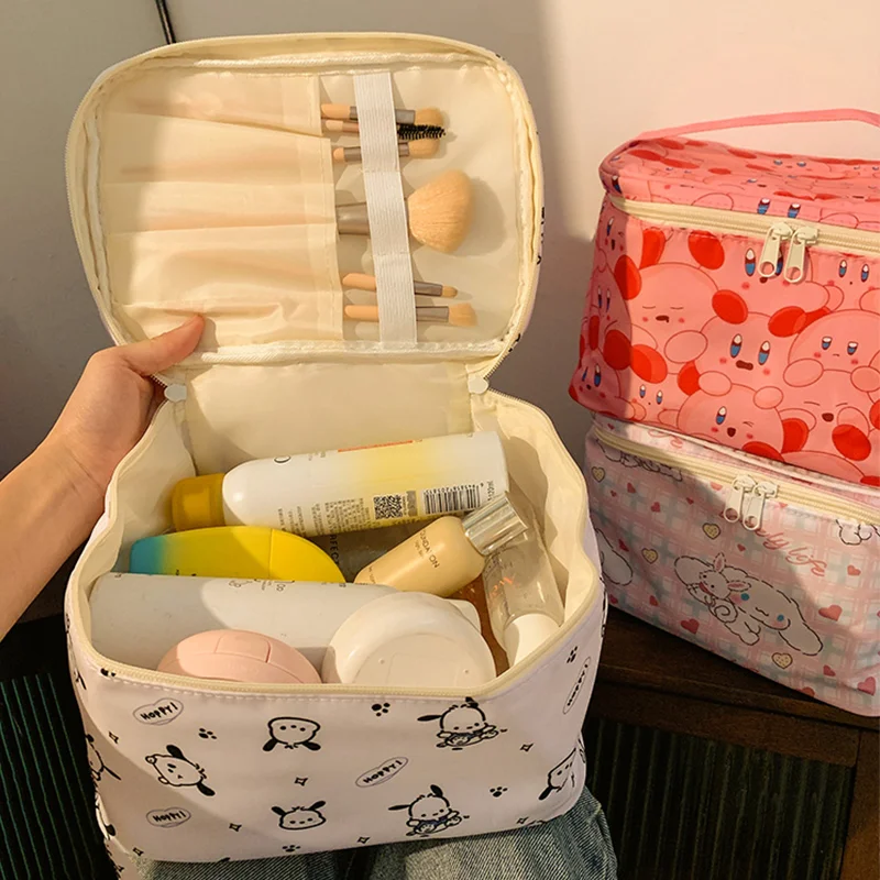

Anime Kawaii Sanrio Cinnamoroll Cosmetic Bag Girl Pochacco Cute Large Capacity Portable Nylon Travel Storage Bag Toiletry Bag