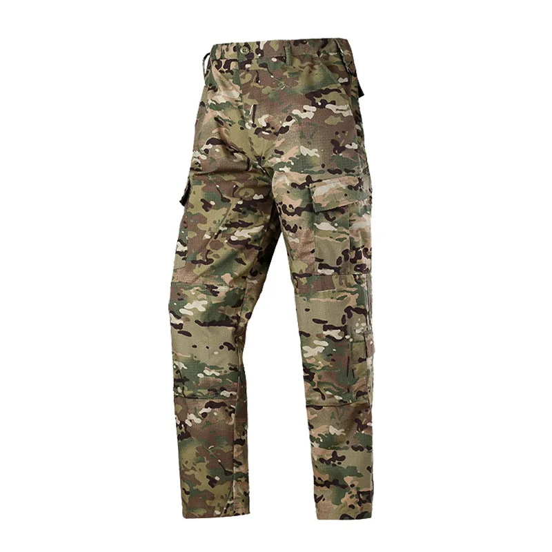 Men Tactical pants men's camouflage pants trousers plaid cloth American outdoor training Trousers multi pockets 35% Cotton