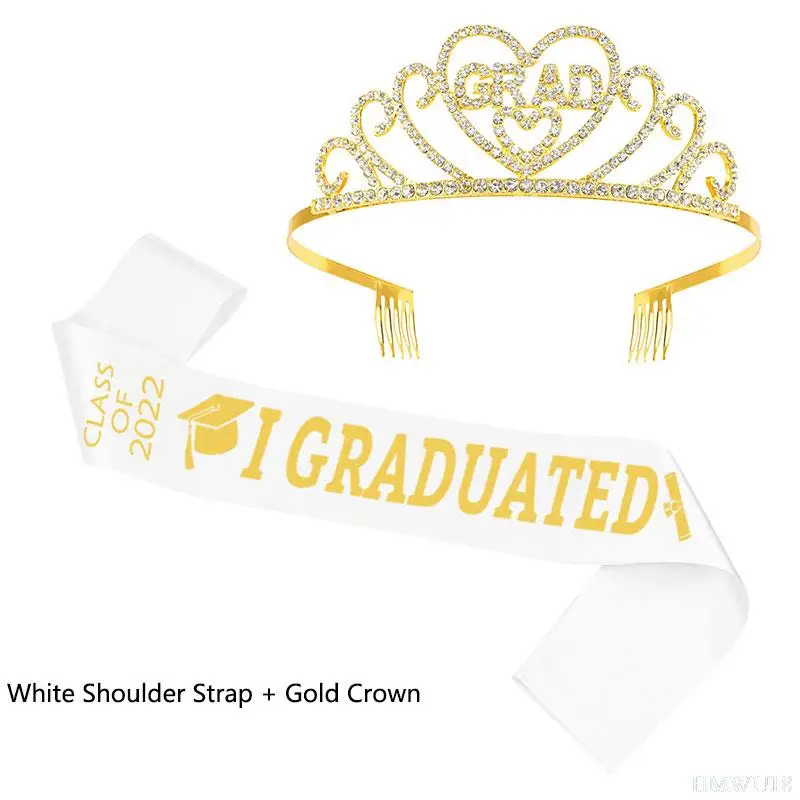 

2022 год, сезон выпускного вечера, Набор тканевых наплечных ремней с блестящей короной для девочек