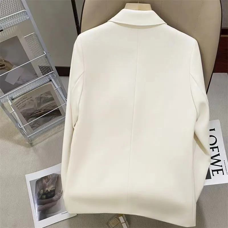 Осенне-зимнее Белое Женское пальто и куртки в британском стиле с вышитыми