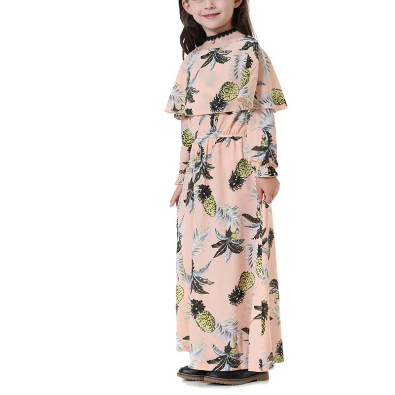 Платье мусульманское длинное с длинным рукавом для девочек, 2022