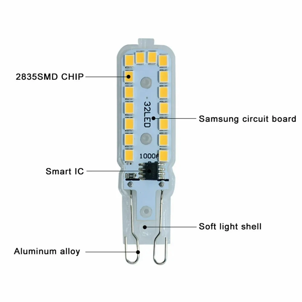 5 шт. Диммируемые светодиодные лампы G9 110 В SMD2835 14/220 светодиодов 3 Вт 7