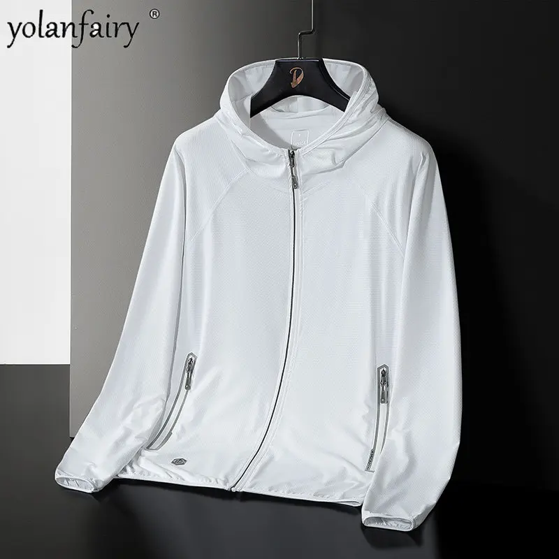 

Одежда для защиты от солнца из ледяного шелка для мужчин и женщин, летняя одежда, уличная свободная Солнцезащитная верхняя одежда, тонкие мужские УФ-пальто, мужская одежда