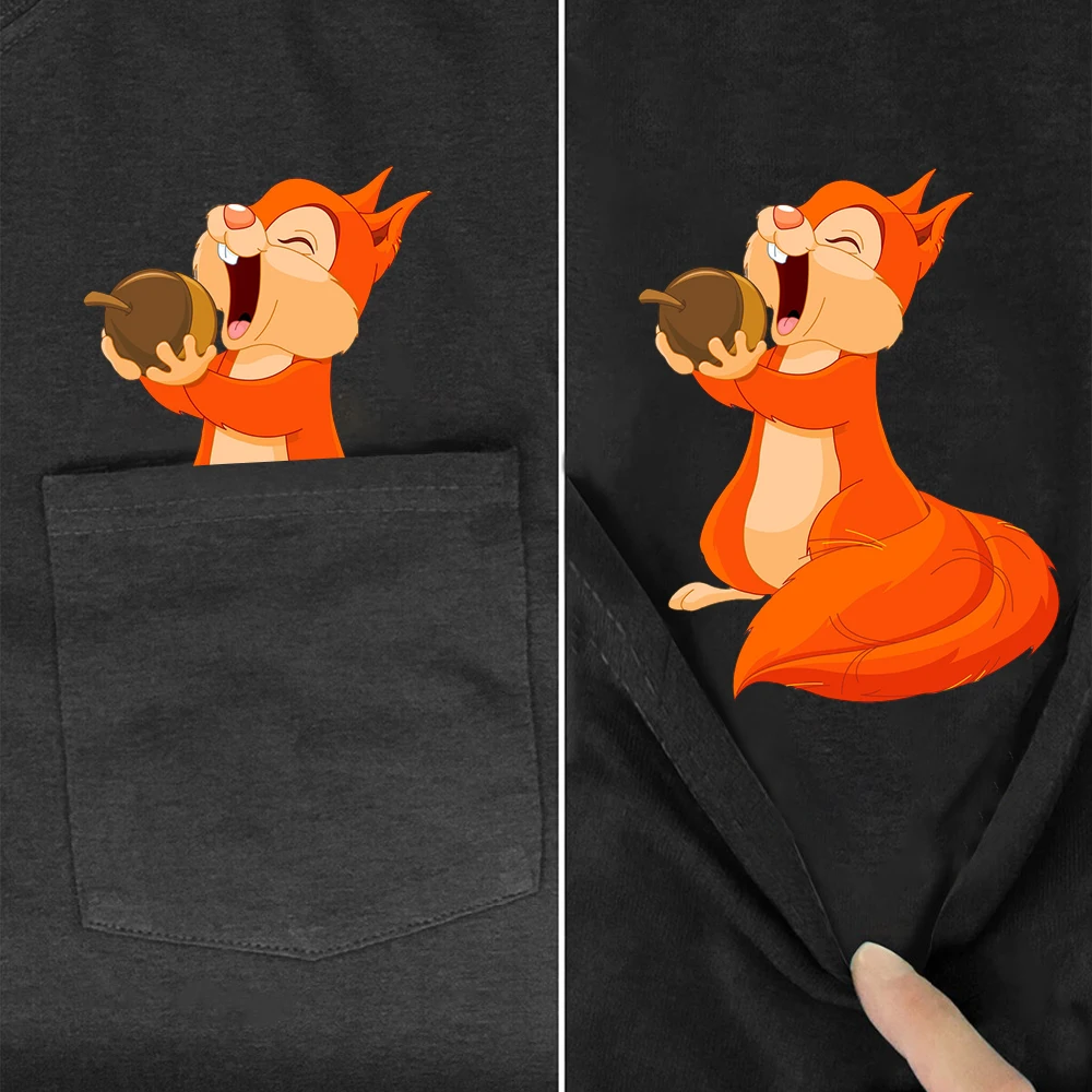 

Футболка CLOOCL из 100% хлопка, забавные мужские футболки с 3D рисунком белки, с коротким рукавом, с круглым вырезом, с черными карманами, Азиатский размер