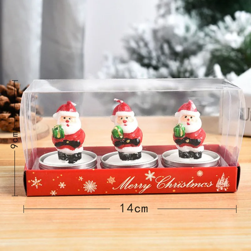 

3Pcs/Set Christmas Candles Santa House Snowman Xmas Tree Paraffin Candles Wedding Party Festival Decoration Candles Decor Light