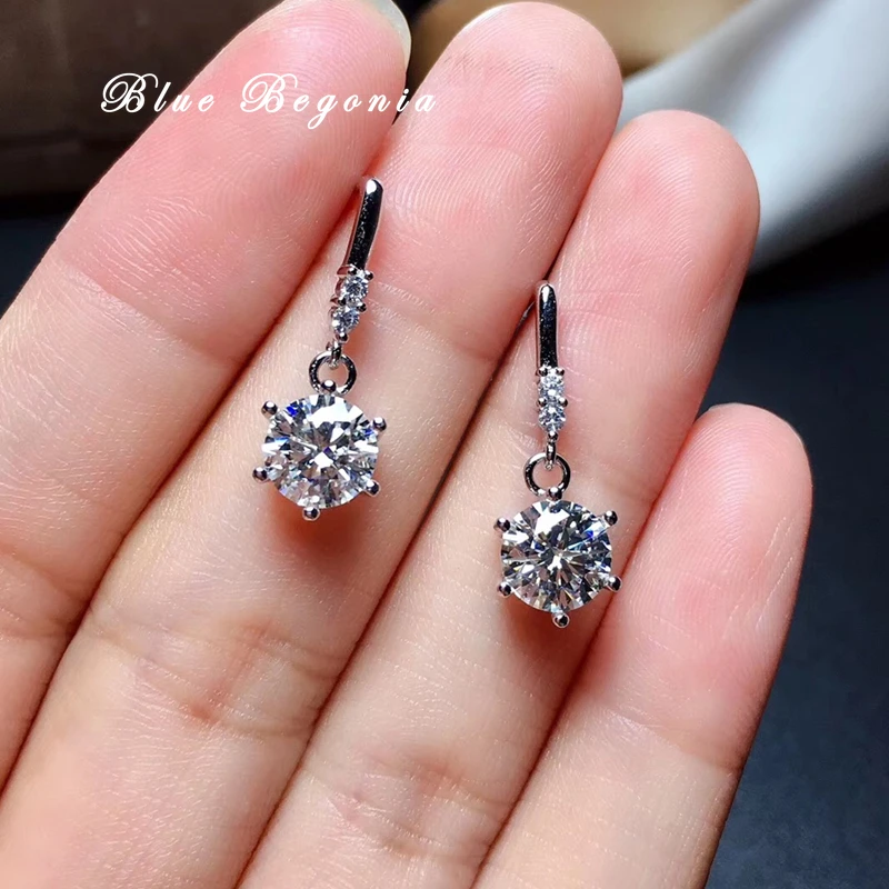 

100% Moissanite Stud Earring 1CT 6.5mm VVS1 Engagement Fine Jewelry Diamond 925 Solid Sterling Silver