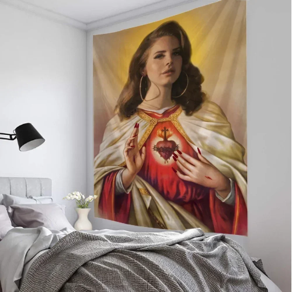 Гобелен с изображением Иисуса Девы Ланы делрей эстетическое украшение для