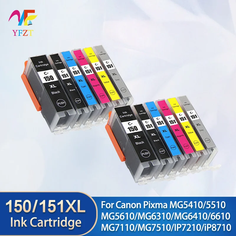 Фото Совместимый чернильный картридж PGI-150 CLI-151 для принтеров Canon PIXMA MG5410 MG5510 MG5610 MG6310 MG6410 MG6610 MG7110 MG7510 IP7210 №1