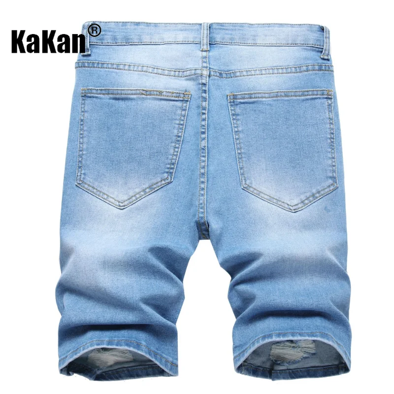 Kakan - European and American New Summer Men's Split Hole Jeans Men's Wear, Trendy Mid pants Scratched Short Jeans K09-212