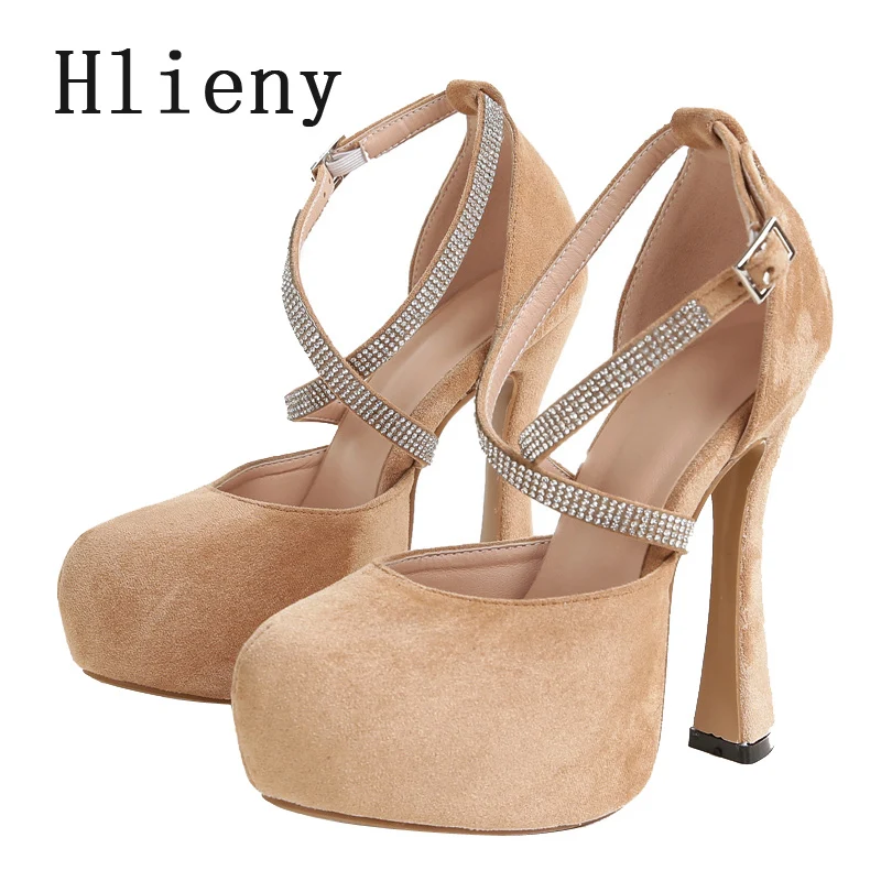 Женские брендовые туфли-лодочки Hlieny на высоком каблуке с ремешком щиколотке и