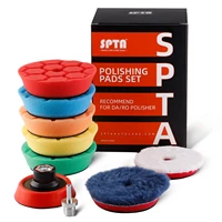 spta hex logic polishing pads 9pcs 80mm car buffing pads foam polishing set with woolen pads and backing plate