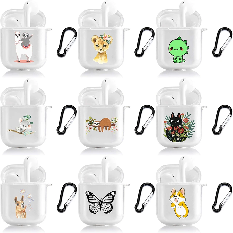 

Transparent Clear Case Cover Cute Clear TPU Cover for Apple Airpods 2 &1 With Keychain Kawaii Fun Cases for Girls Kids Teens