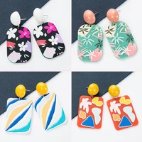 new acrylic cat rose vintage embossed floral checkered black and white flowers earring for women unusual ear stud y2k jewelry