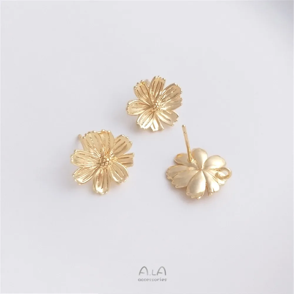 

14K gold clad three-dimensional cherry daisy with dangling earrings 925 silver pin mori earrings diy earrings jewelry