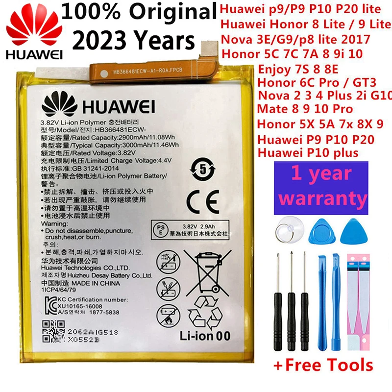 

Orginal Huawei Mate Nova Honor P9 P10 P20 20 5C 5A 5X 6A 6C 7X 7A G7 8 8X 8A 8C G9 9 Y9 9i G10 10 2 2i 3 4 Plus Pro Lite Battery