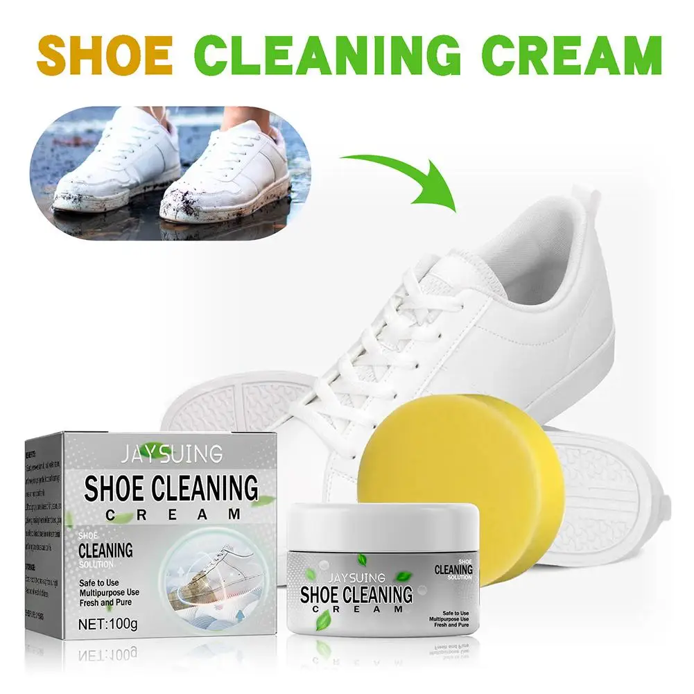 

White Shoe Cleanning Cream Multifunctional Shoe Cleaner Sports Canvas Wipe Cleaner Shoes Tools With Sponge Cleaning Househo L9C1