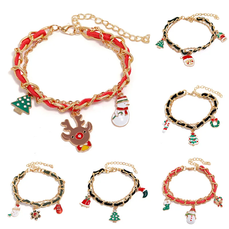 

European And American Splicing Bracelet Ins Fashionable Niche Creativity New Christmas Snowman Crutch Christmas Bracelet Women