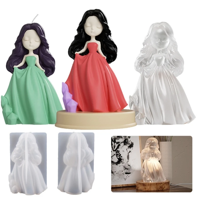 

Female Molds for Candle Making,Silicone Mold Princess Epoxy Resin Casting Molds for DIY Crafts,,Soap T8DE