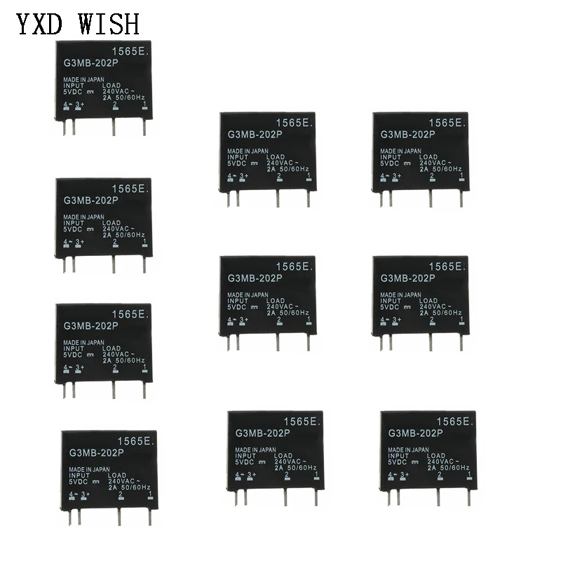 

10 шт., релейный модуль G3MB 202P, Φ PCB SSR In 5V 12V 14VDC Out 240V AC 2A, релейный модуль