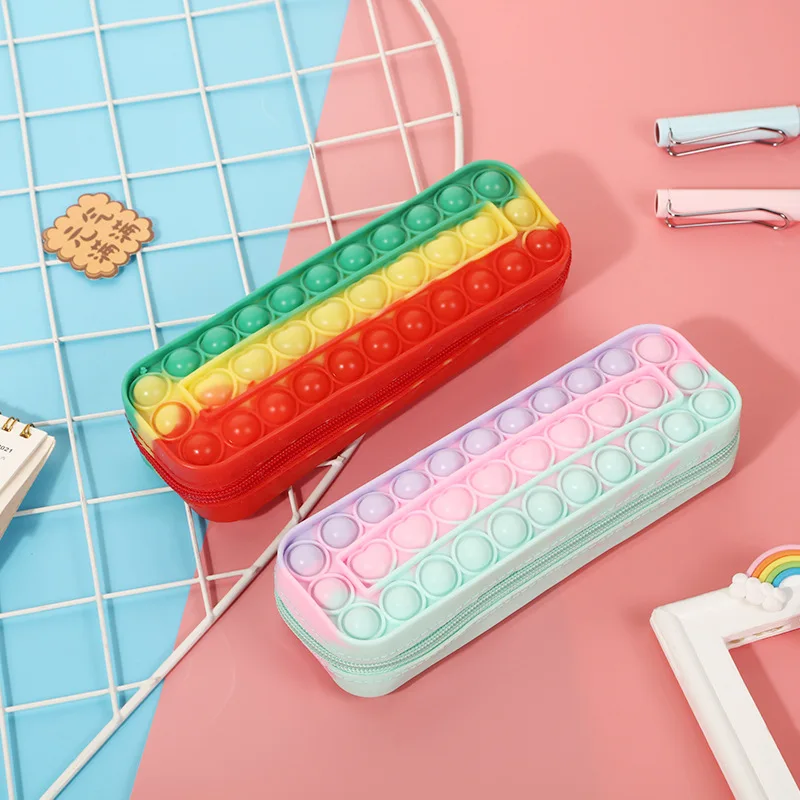 

Силиконовый чехол-бумажник для игрушек Pop Toys Its, пенал пузырьковый для карандашей, антистрессовый мягкий Пресс, пакет для игрушек, студенчес...