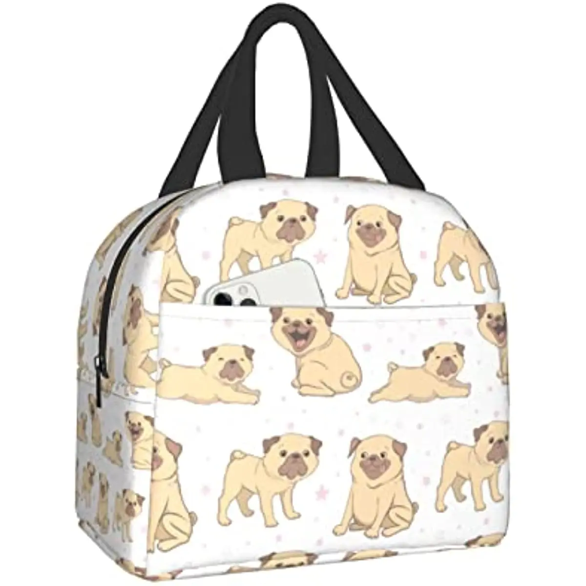 

Cute Pugs Lunch Box, Insulation Animal Dog Lunch Bag for Women Men, Reusable Lunch Tote Bags Perfect for Camping Picnic Beach