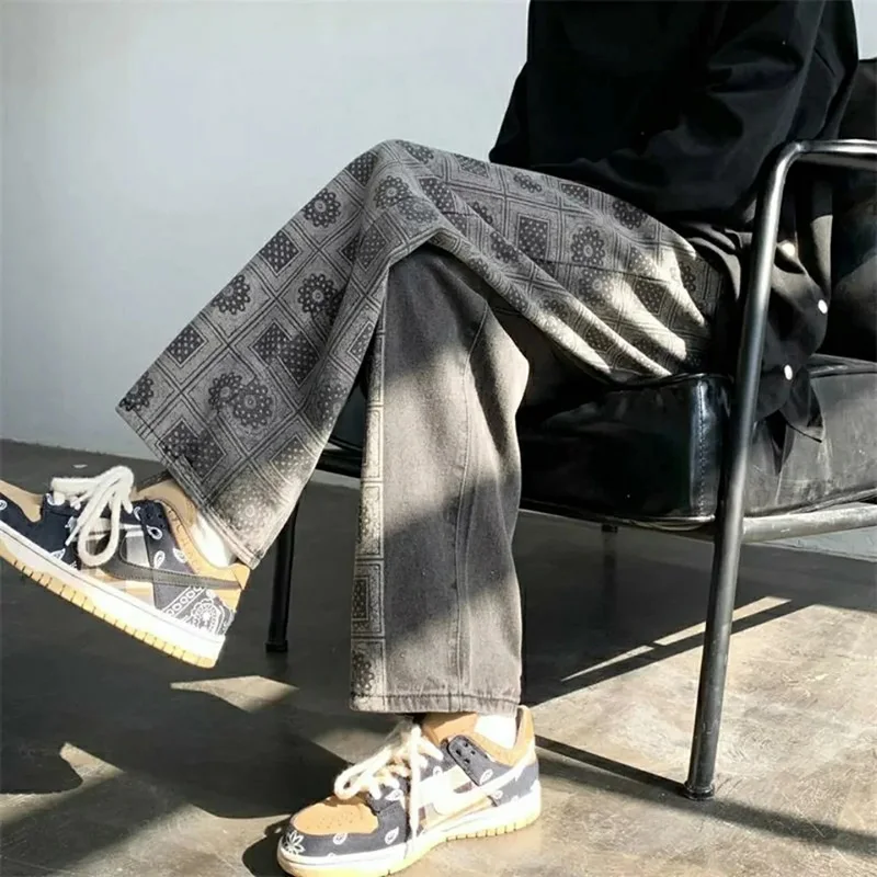 Men Jeans Wide Leg Denim Cargo Jean Pants Loose Straight Baggy Men'S Jeans Hip Hop Streetwear Skateboard Neutral Denim Trousers