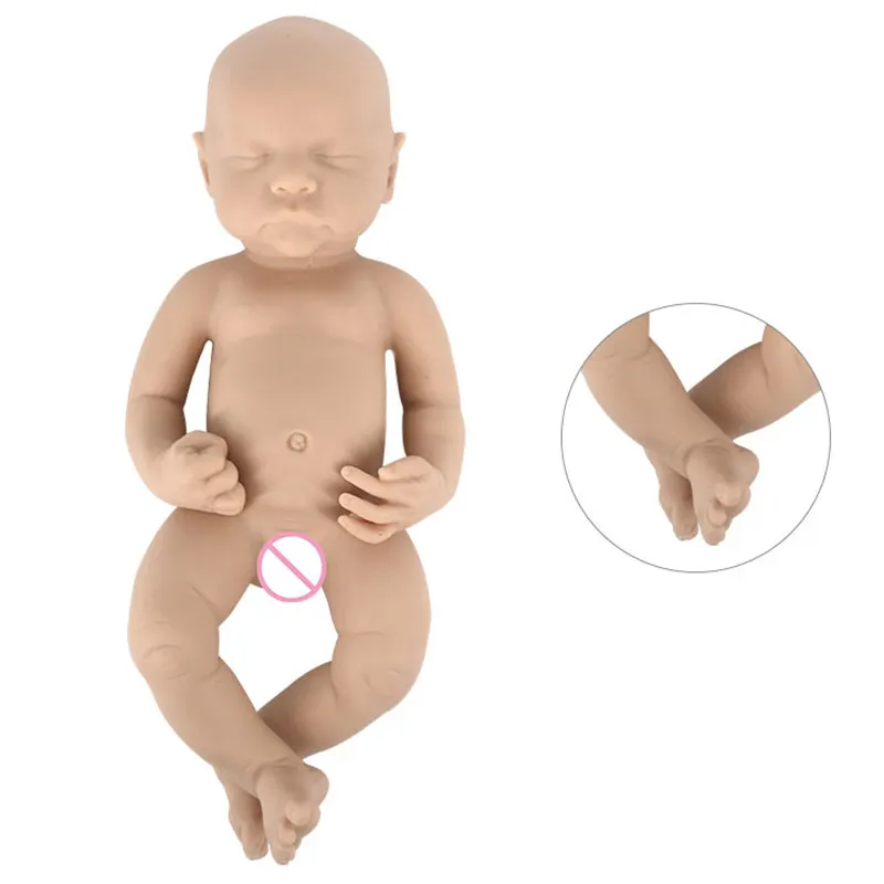 New 16inch Boy and Girl Reborn Doll Kit Blank Full Body Solid Silicone sleeping Reborn Doll Kit Unpainted very soft touch