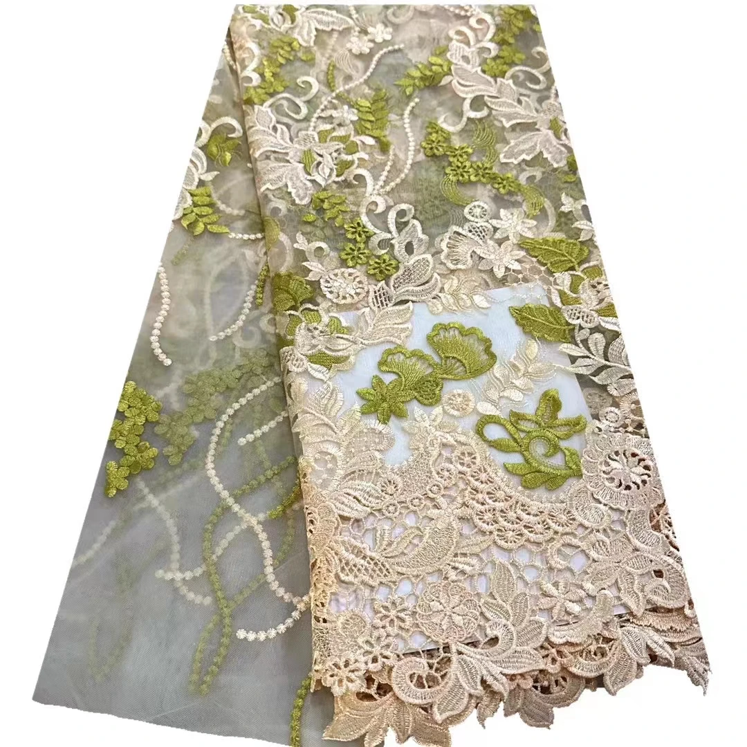 Новая Водорастворимая двухцветная сетчатая трехмерная кружевная вышитая ткань