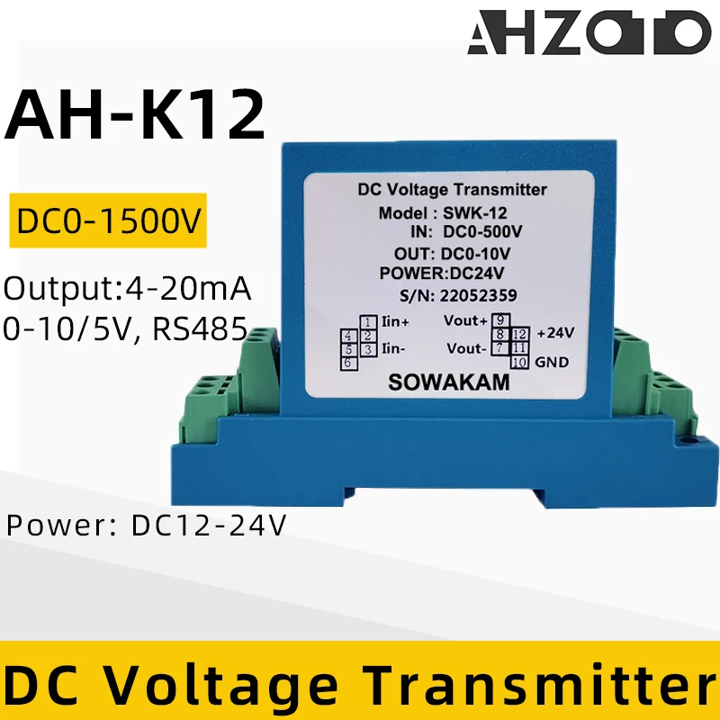 

Датчик передатчика напряжения переменного/постоянного тока 0-100 В 0-200 В Вход 4-20 мА 0-50-10 В RS485 Выход 24 В DC24 В Датчик изоляции напряжения питания