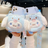cartoon sanrio cinnamoroll wallet design iphone 12 pro max 8 7 6s plus x xr xs case cover cute protective with lanyard for girls