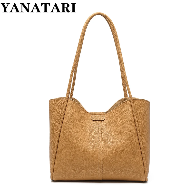 YANATARI Women's Bag 2023 New Big Bag Fashion Versatile Commuter One Shoulder Bag Leather Large Capacity  Tote Bag