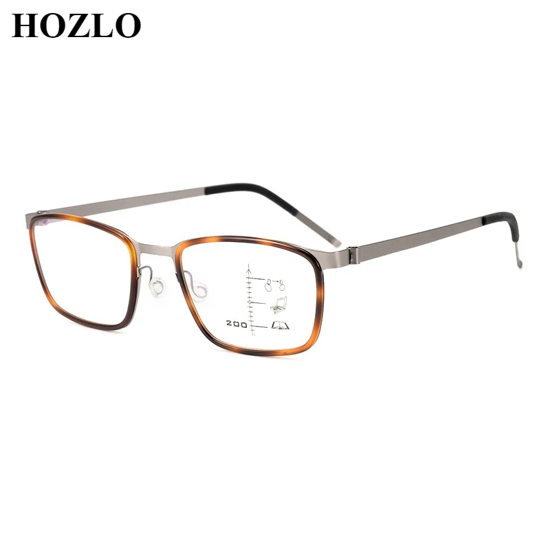 Pure Titanium Screwless Progressive Reading Glasses Women Rectangle Presbyopia Eyeglasses Men Look Near Far Hyperopia Spectacles