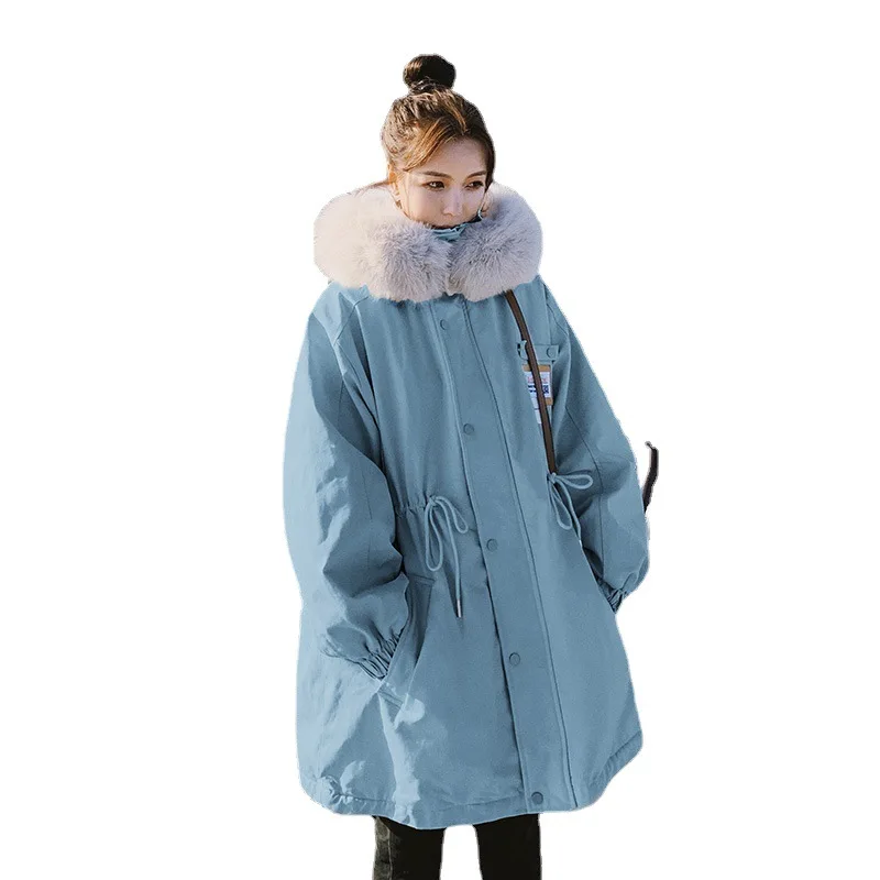 Overcome the cotton-padded jacket coat of sending girls' long, padded cotton-padded clothes with velvet.