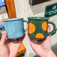 creative new product simple polka dot breakfast mug office household milk cup creative individua lsmall fresh couple ceramic cup