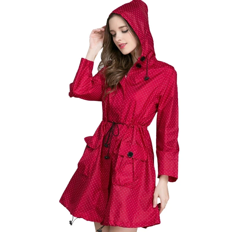 

Laydies Fashion Cuffs New Dress Hat With Windproof Rainwear Raincoat Women Style Waterproof Light Rain Coat Foldable Men Jacket