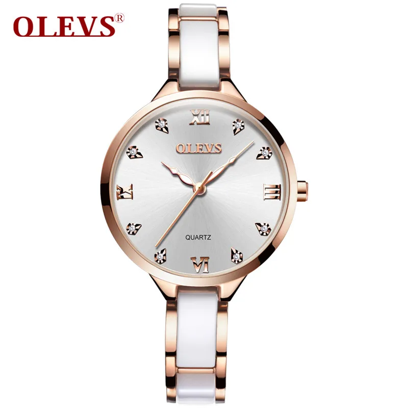 OLEVS Watch Women Fashion Ceramics Simple Watch Luxury Waterproof Business Wristwatch light cozy For Women Watch Girlfriend gift