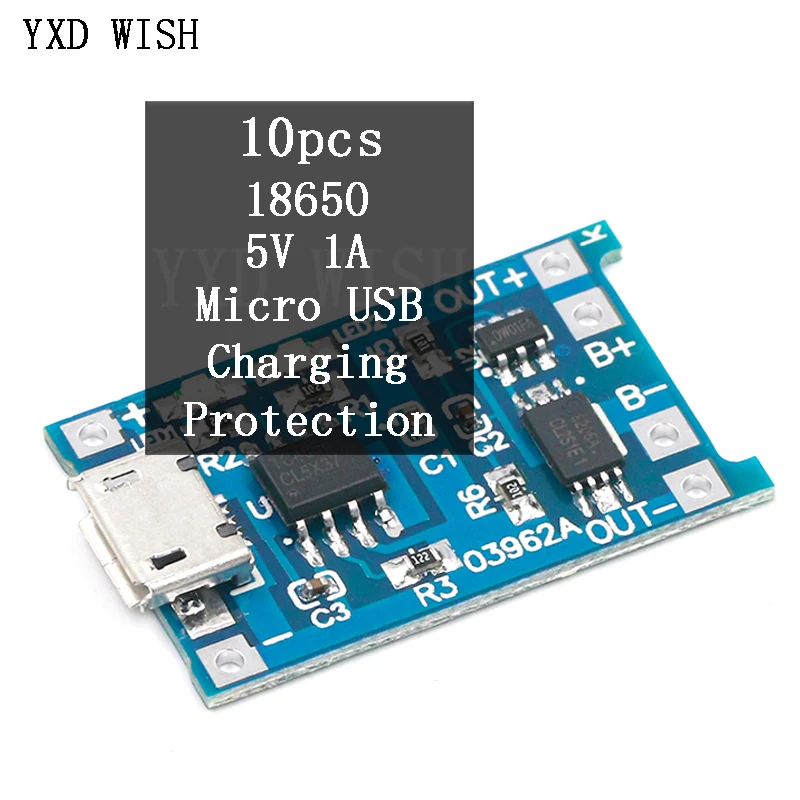 10 шт. зарядная плата TP4056 5В 1A с Micro USB 18650