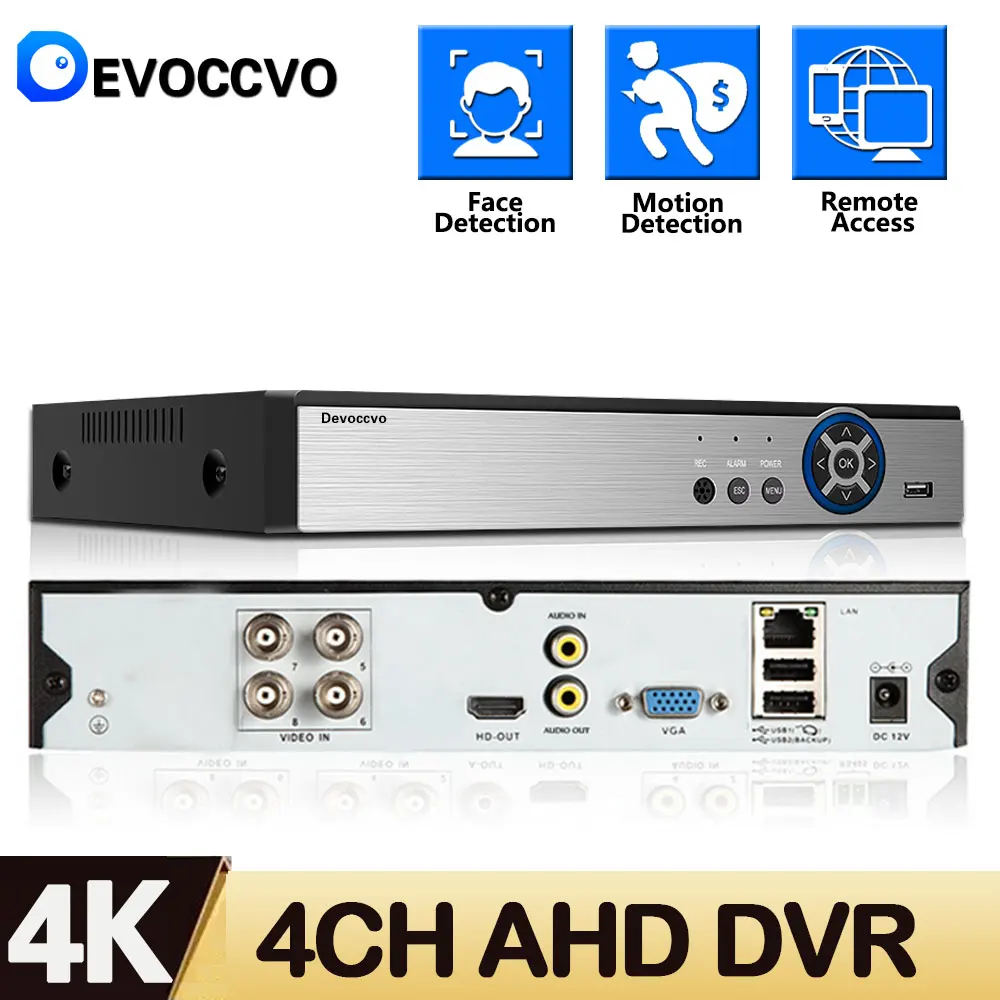 

H.265 4Channel 4K Hybrid 6 in 1 NVR TVI CVI AHD CCTV DVR Recorder 4CH 8MP XMEYE Digital Surveillance Video Recorder 5MP