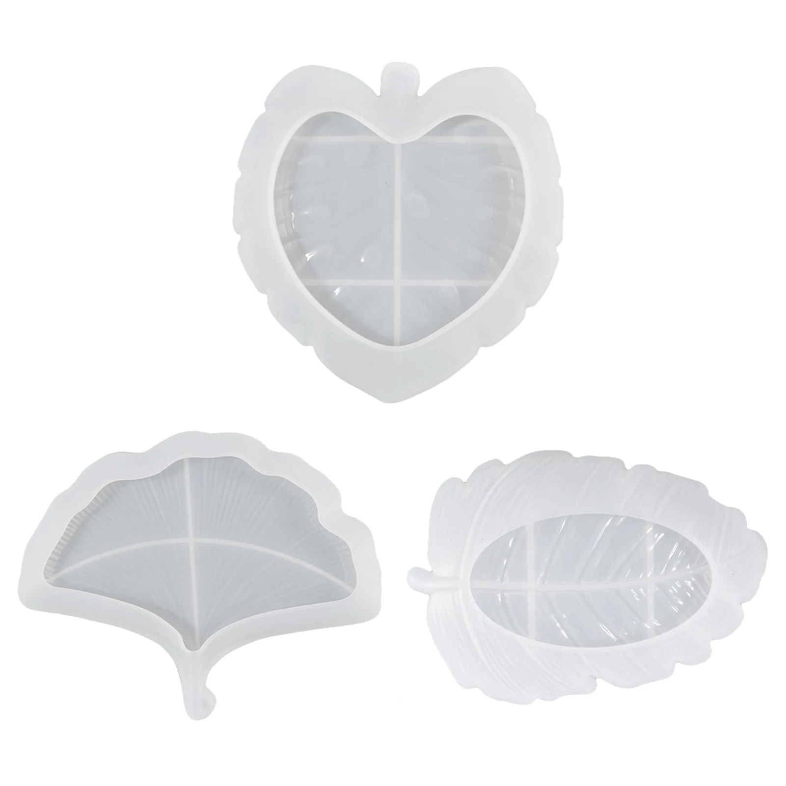 

3pcs Leaf Shape Fruit DIY Jewelry Soft Silicone Round Candle Holder Tray Mold Craft Decorations Home Pen Bowl