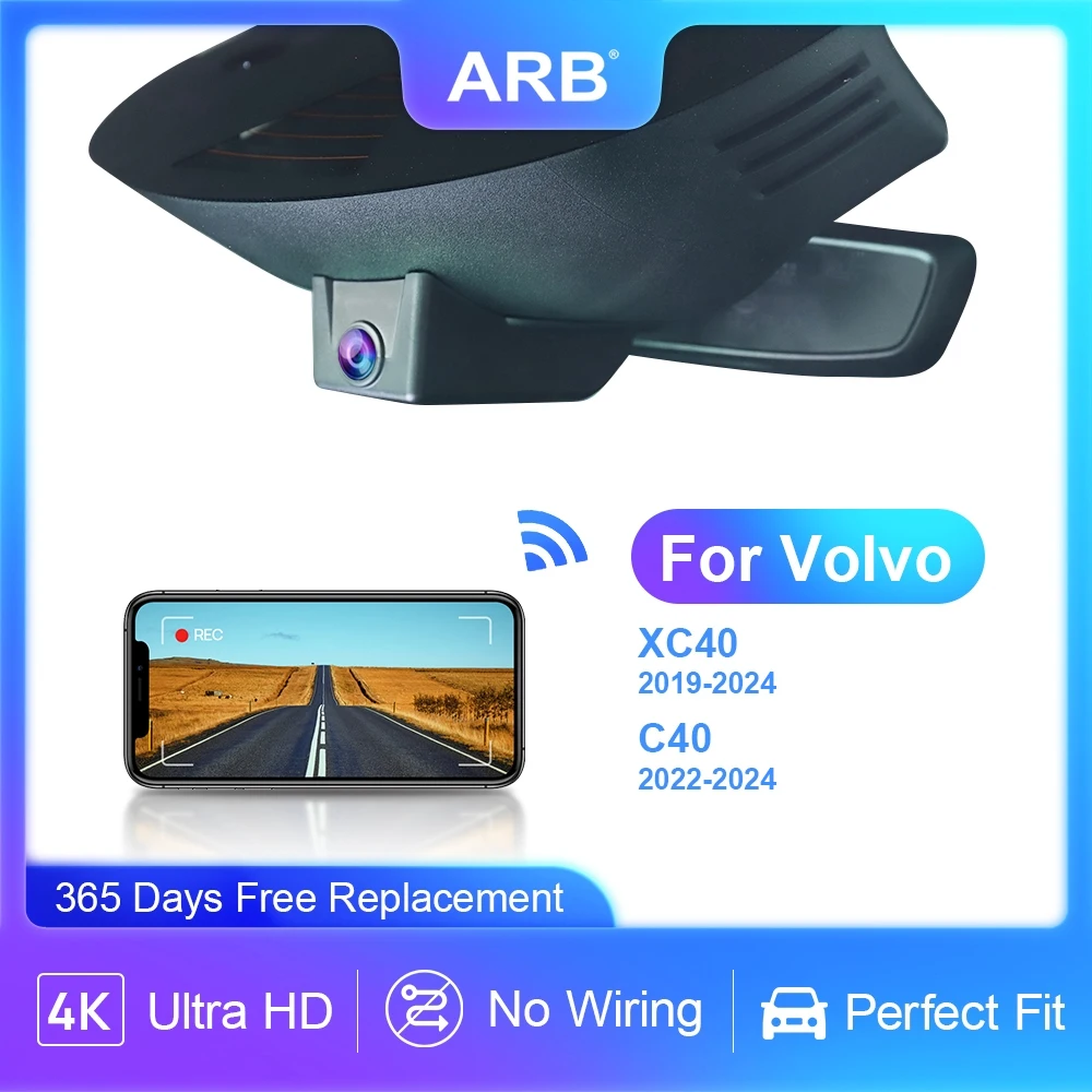 Видеорегистратор для Volvo XC40 2019-2024, для Volvo C40 2022-2024, ARB 4K 2160P OEM Style, видеорегистратор с управлением через приложение