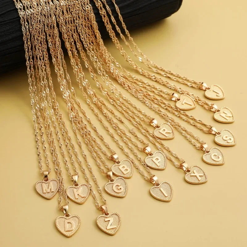 

Fashion Hot Sale Retro Creative English Letter Peach Heart Pendant Geometric Metal Personality Clavicle Chain Sweater Chain