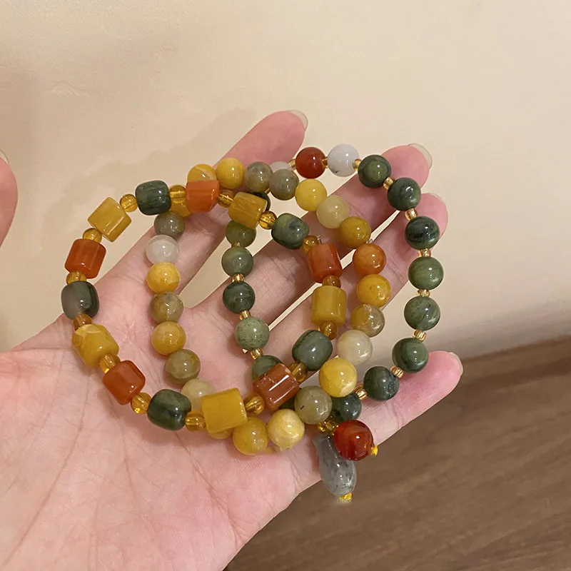 

Женский винтажный браслет из бусин и агата, из натурального камня