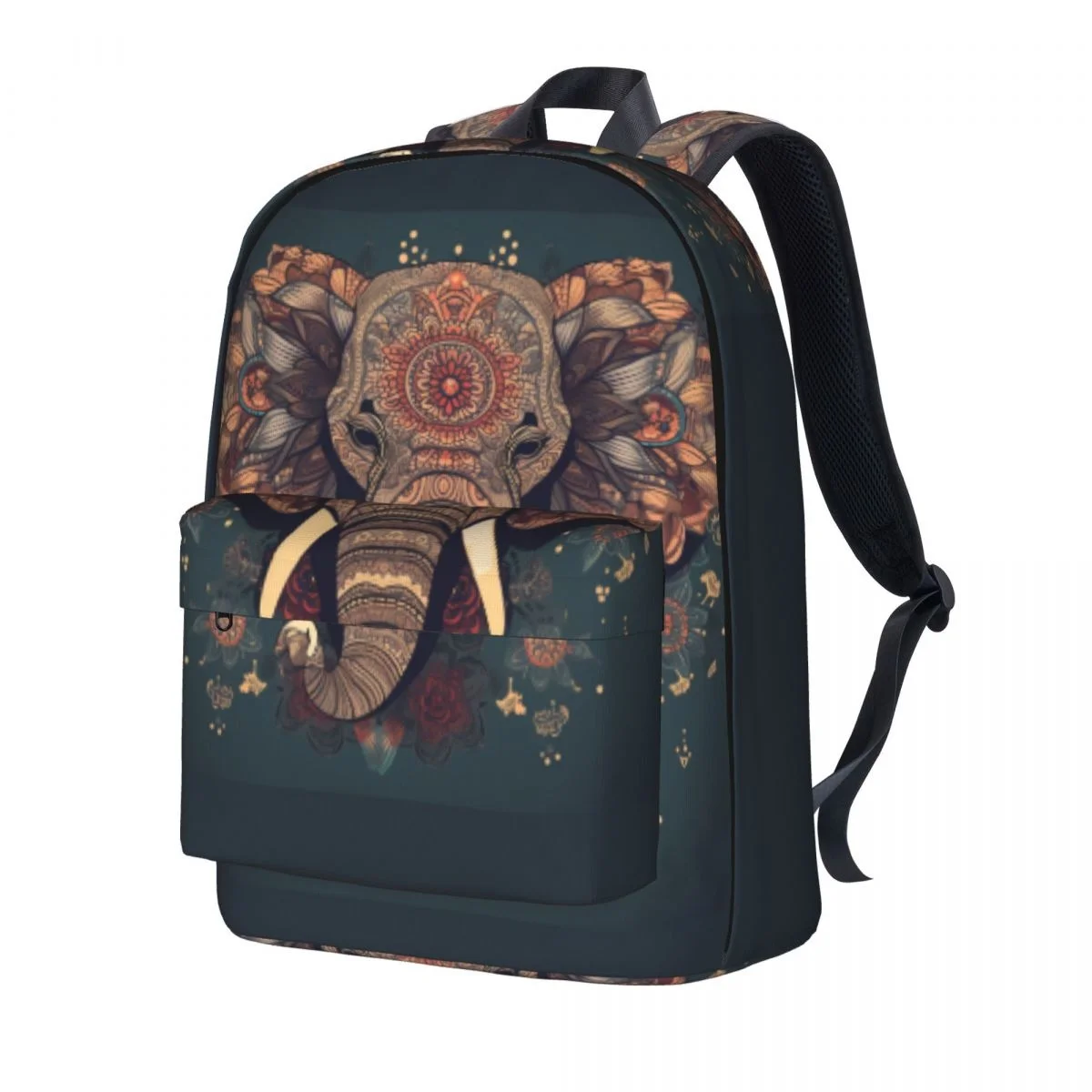 

Рюкзак со слоном с цветочным принтом, мандалой рюкзаки для отдыха с животными, женские мягкие школьные сумки для трекинга, индивидуальный рюкзак