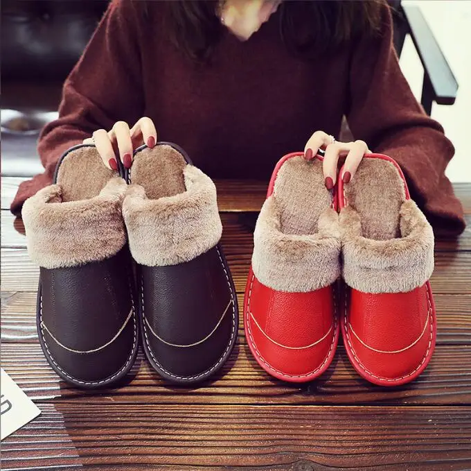 Мужские домашние тапочки из искусственной кожи сланцы искусственный мех черные