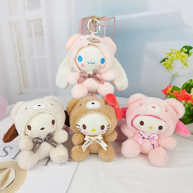 

13Cm Sanrio Keychain Hello Kitty Pochacco Kawaii Pendant Plush Toys Cute Stuffed Cartoon Cinnamoroll Melody Gifts Children