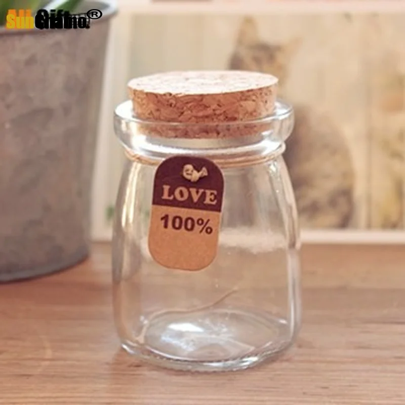 Lead-Free Small Lucky Star Glass Bottle Cork Pudding Gift Wish Yogurt Milk Party Supplies Bottles Candle Jar